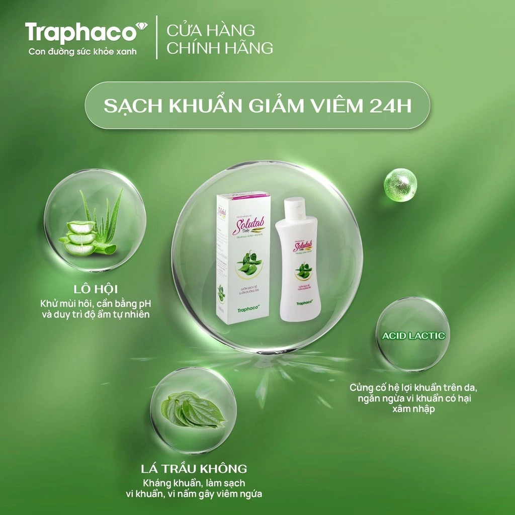 thành phần Gel Vệ Sinh Phụ Nữ Solutab Daily Traphaco