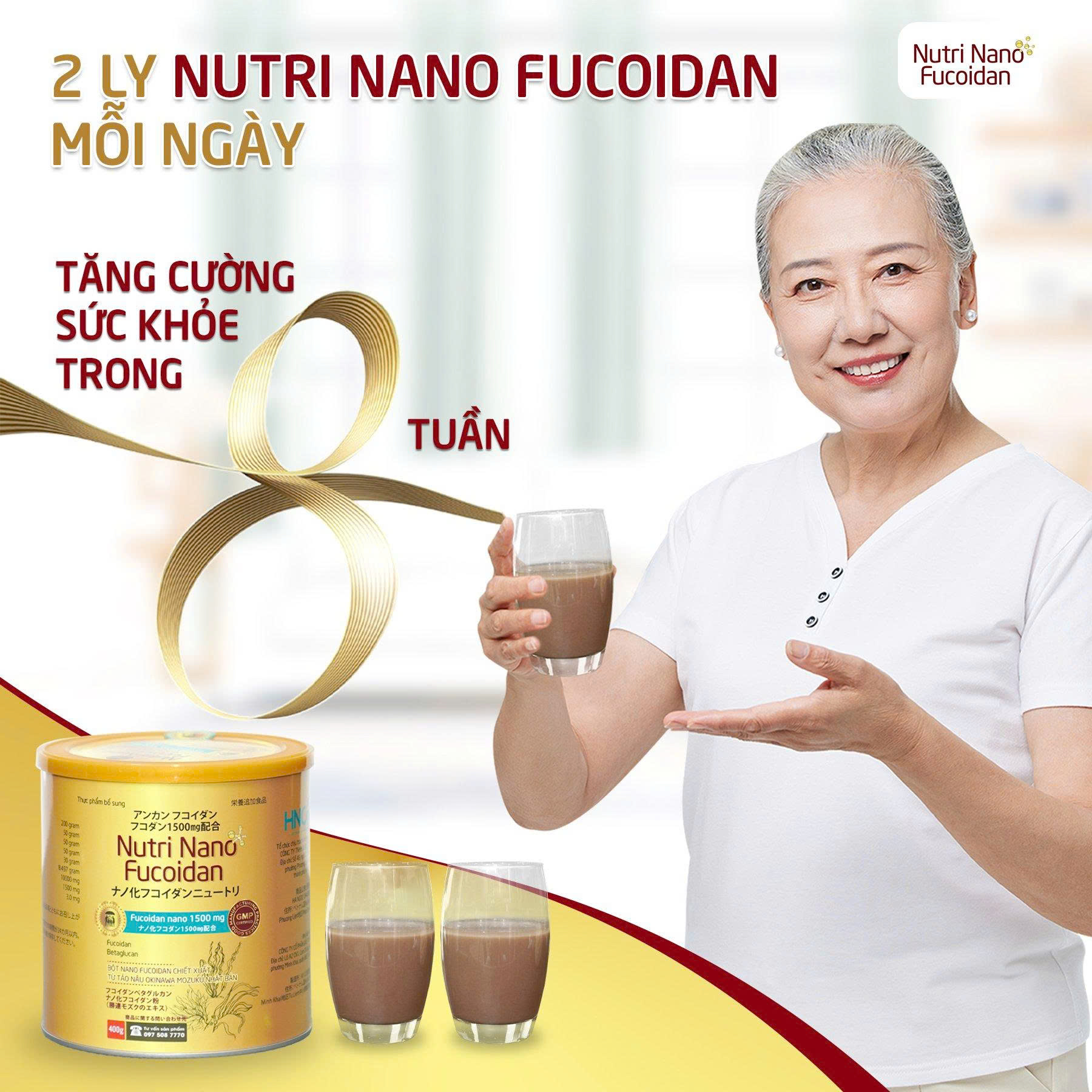 2 ly fucoidan mỗi ngày giúp tăng sức khỏe trong 8 tuần